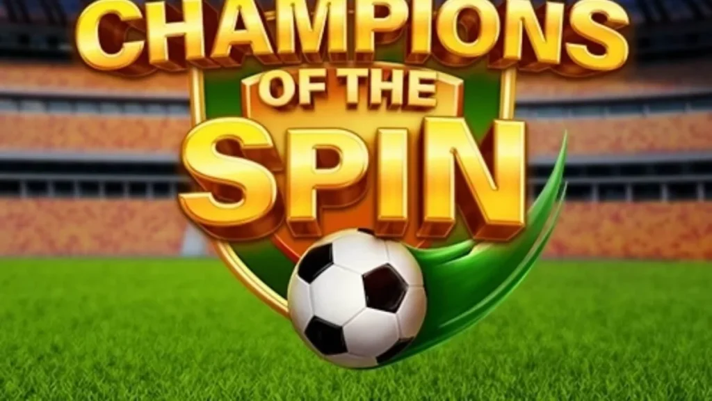 Tampilan layar permainan slot Champion of The Spin dengan tema stadion sepak bola